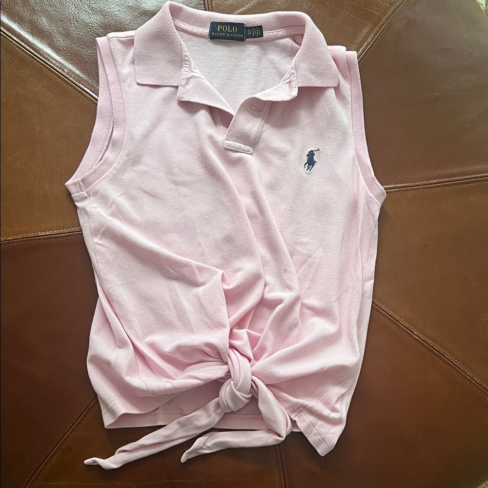 Polo by Ralph Lauren Light Pink Tie-Front Tank Top XS